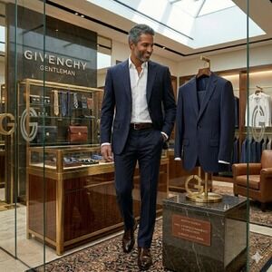 Vintage Givenchy Gentleman Paris Pinstripe Blazer Navy 2‑Button‎ 1970s–80s